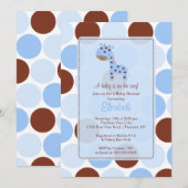 Blue Giraffe Boy Baby shower Uitnodiging (Voorkant / Achterkant)