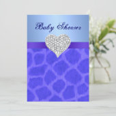 Blue Giraffe Diamond Heart Baby shower Kaart (Staand voorkant)