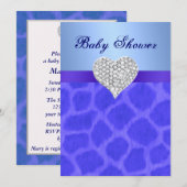 Blue Giraffe Diamond Heart Baby shower Kaart (Voorkant / Achterkant)