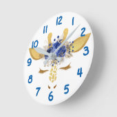 Blue Giraffe Face Number Kinder Ronde Klok (Hoek)