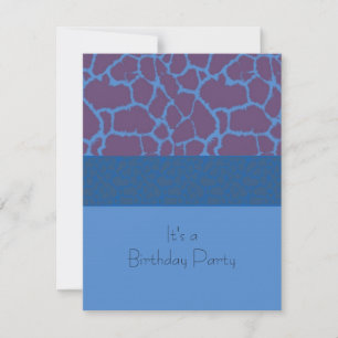 Blue Giraffe Pattern Birthday Party Invitation Kaart
