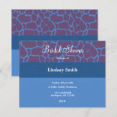Blue Giraffe Pattern Bridal Shower Invitation Kaart (Voorkant / Achterkant)