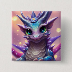Blue Girl Dragon Poster Vierkante Button 5,1 Cm