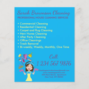 Blue Girl House Maid Janitorial Cleaner Flyer