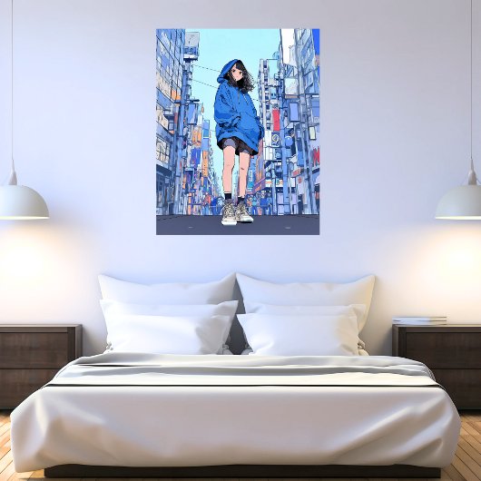Blue Girl|Sushi JK Generative ai  Canvas Afdruk