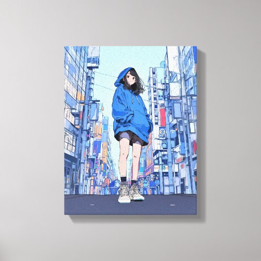 Blue Girl|Sushi JK Generative ai  Canvas Afdruk (Voorkant)