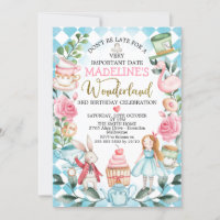 Blue Girls Alice Au Pays Des Merveilles Invitation