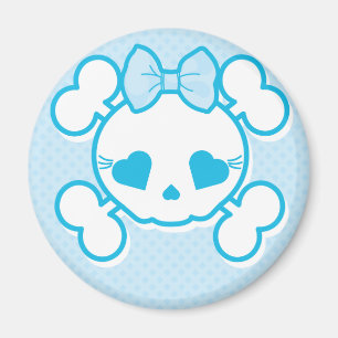 Blue Girly Skull Magnet Magneet