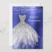 Blue Glam Diamond Sparkle Quinceañera Uitnodiging (Voorkant)