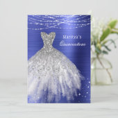 Blue Glam Diamond Sparkle Quinceañera Uitnodiging (Staand voorkant)