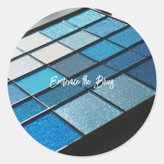 Blue Glam Eye Shadow Drama Ronde Sticker (Voorkant)