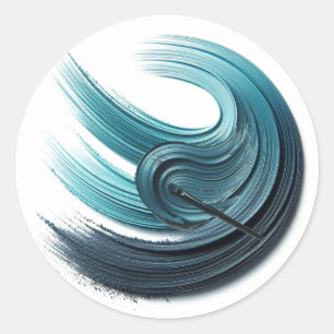 Blue Glam Oceanische Oogschaduw Ronde Sticker