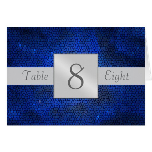 Blue Glas in lood Table Number Folded Card (Voorkant Horizontaal)