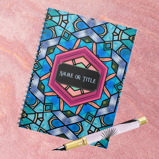 Blue Glass Art Deco Elegance - Jouw tekst Notitieboek