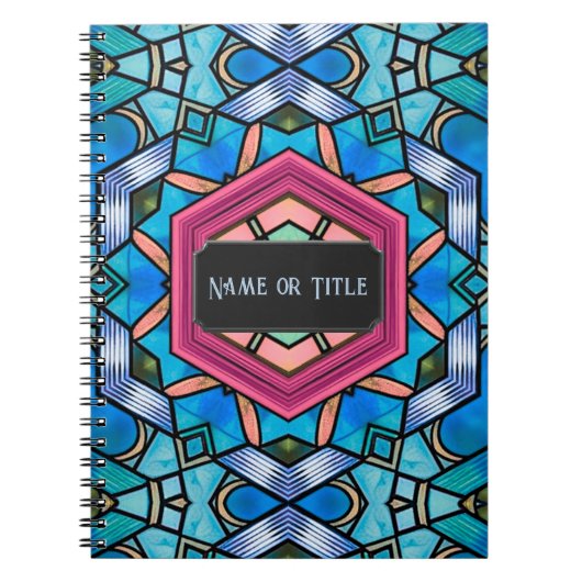 Blue Glass Art Deco Elegance - Jouw tekst Notitieboek (Voorkant)