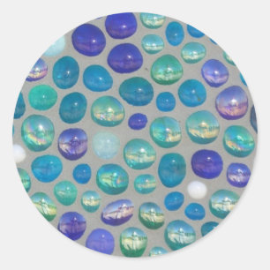 Blue Glass Pebbles Mosaic Ronde Sticker