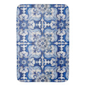 Blue Glazed Azulejo Tegel Floral Pattern Badmat (Voorkant Verticaal)
