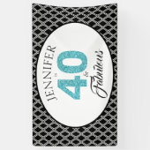 Blue Glitter 40 en Fabulous Custom 40th Birthday Spandoek (Verticaal)