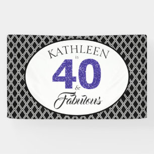 Blue Glitter 40 en Fabulous Custom 40th Birthday Spandoek
