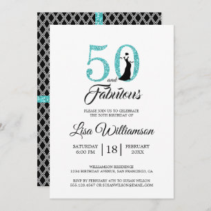 Blue Glitter 50 Fabulous   50e verjaardag Kaart