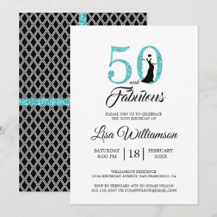 Blue Glitter 50 Uitstekend 50ste verjaardag Kaart