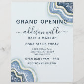 Blue Glitter Agate Geode Business Flyer (Achterkant)