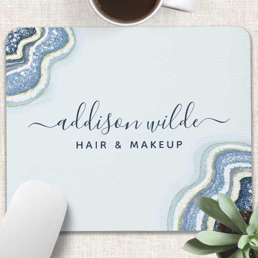 Blue Glitter Agate Geode Luxe Chic Muismat