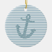 Blue Glitter Anchor Keramisch Ornament (Voorkant)