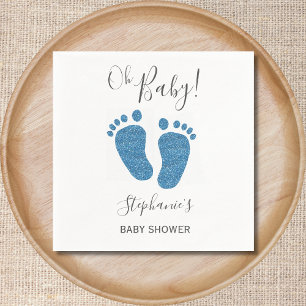 Blue Glitter Baby Feet Baby shower Servet