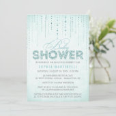 Blue Glitter Baby shower Invitation Kaart (Staand voorkant)