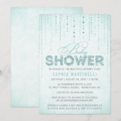 Blue Glitter Baby shower Invitation Kaart (Voorkant / Achterkant)