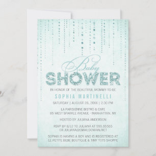 Blue Glitter Baby shower Invitation Kaart