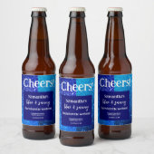 Blue Glitter Bachelorette Party Bier Etiket (Flessen)
