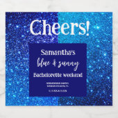 Blue Glitter Bachelorette Party Sparkling Wijnetiket (Enkel label)