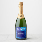 Blue Glitter Bachelorette Party Sparkling Wijnetiket (Voorkant)