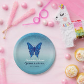 Blue Glitter Birthday Papieren Bordje (Feest)