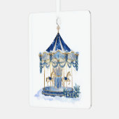 Blue Glitter Carousel Christmas Ornament (Voorkant links)