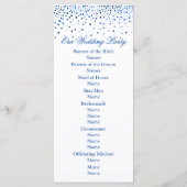Blue Glitter Confetti Faux Folie Wedding Programme Programma (Achterkant)