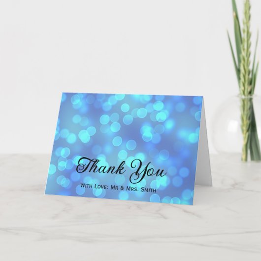 Blue Glitter Confetti Sparkles Stip Dank je wel Bedankkaart (Voorkant)