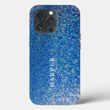 Blue Glitter Custom Name Hoesje-Mate iPhone Case C