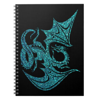 Blue Glitter Dragon Notitieboek