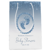 Blue Glitter Drip Baby shower Gift Bag Medium Cadeauzakje (Voorkant)