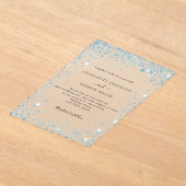 Blue glitter evening clear wedding  acryl uitnodigingen (Laagn)