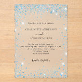 Blue glitter evening clear wedding  acryl uitnodigingen (Voorkant)