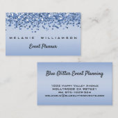 Blue Glitter Event Planner Visitekaartje (Voorkant / Achterkant)