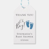 Blue Glitter Feet Baby shower Bedankt Cadeaulabel (Voorkant)