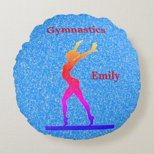 Blue Glitter Gymnastics Rond Kussen (Voorkant)