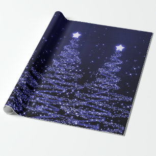 Blue Glitter kerstbomen Holiday Cadeaupapier