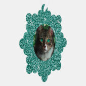 Blue Glitter Lijst Kerst Ornament Kaart (Rechts)