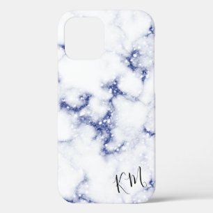 Blue Glitter Marble Personalized iPhone 12 Pro Hoesje